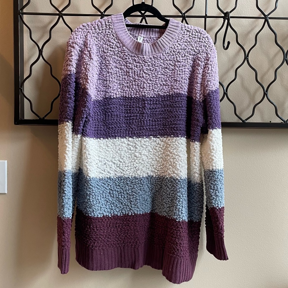 Zenana Premium popcorn knit purple sweater XL